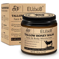 Whipped Tallow Cream for Face & Body - 100% Grass-Fed Beef Tallow, Natural Honey & Beeswax Moisturizer, Deep
