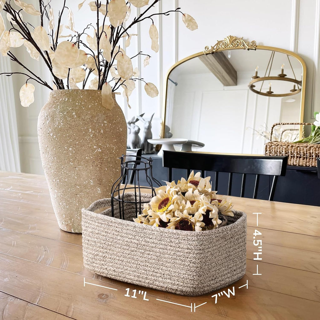 Baskets for Organizing, Storage Basket for Shelves, Baskets for Gifts, Woven Bakset 3 Pack for Living Room, 11 x 7 x