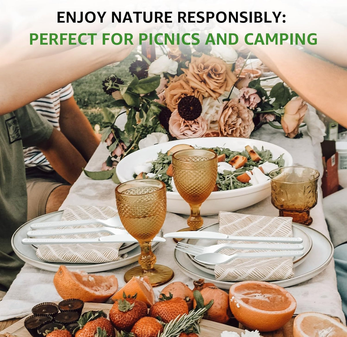 450 Counts Compostable Forks Spoons Knives Set Disposable Forks Utensils Heavy Duty Silverware Eco Friendly Flatware