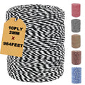 Black White Cotton Twine 2mm 984ft String for Baking Butcher Craft Wrap