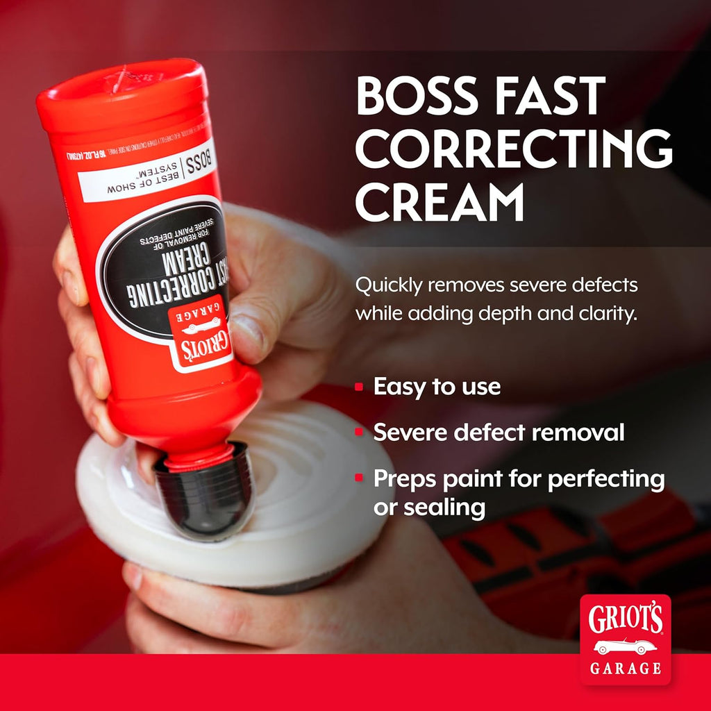 BOSS Fast Correcting Cream for Car Polishing and Detailing, Swirl, Scratch Remover for Vehicles, 16oz