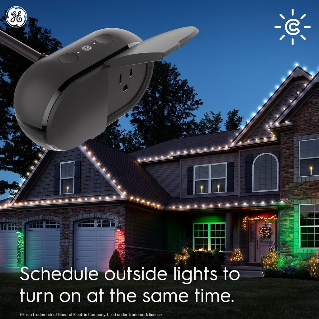 GE Cync Outdoor Smart Plug, Wi-Fi & Bluetooth, Alexa & Google, 1pk | Weather-resistant outdoor smart outlet, Wi-Fi &