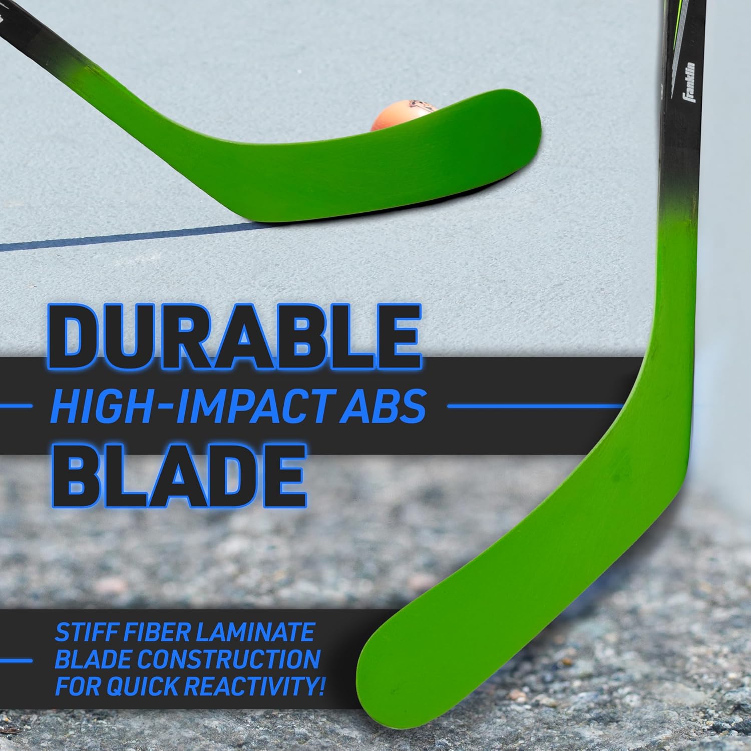 Franklin Sports Street Hockey Sticks - Ambush Junior Street Hockey Stick - Wood and Fiberglass Shaft - ABS Blade