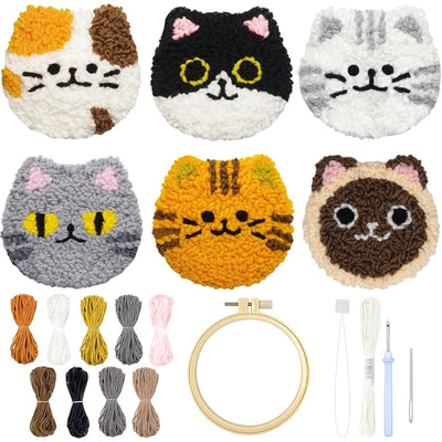 Punch Needle Coasters Kit, Cat Punch Needle Kits Adults Beginner