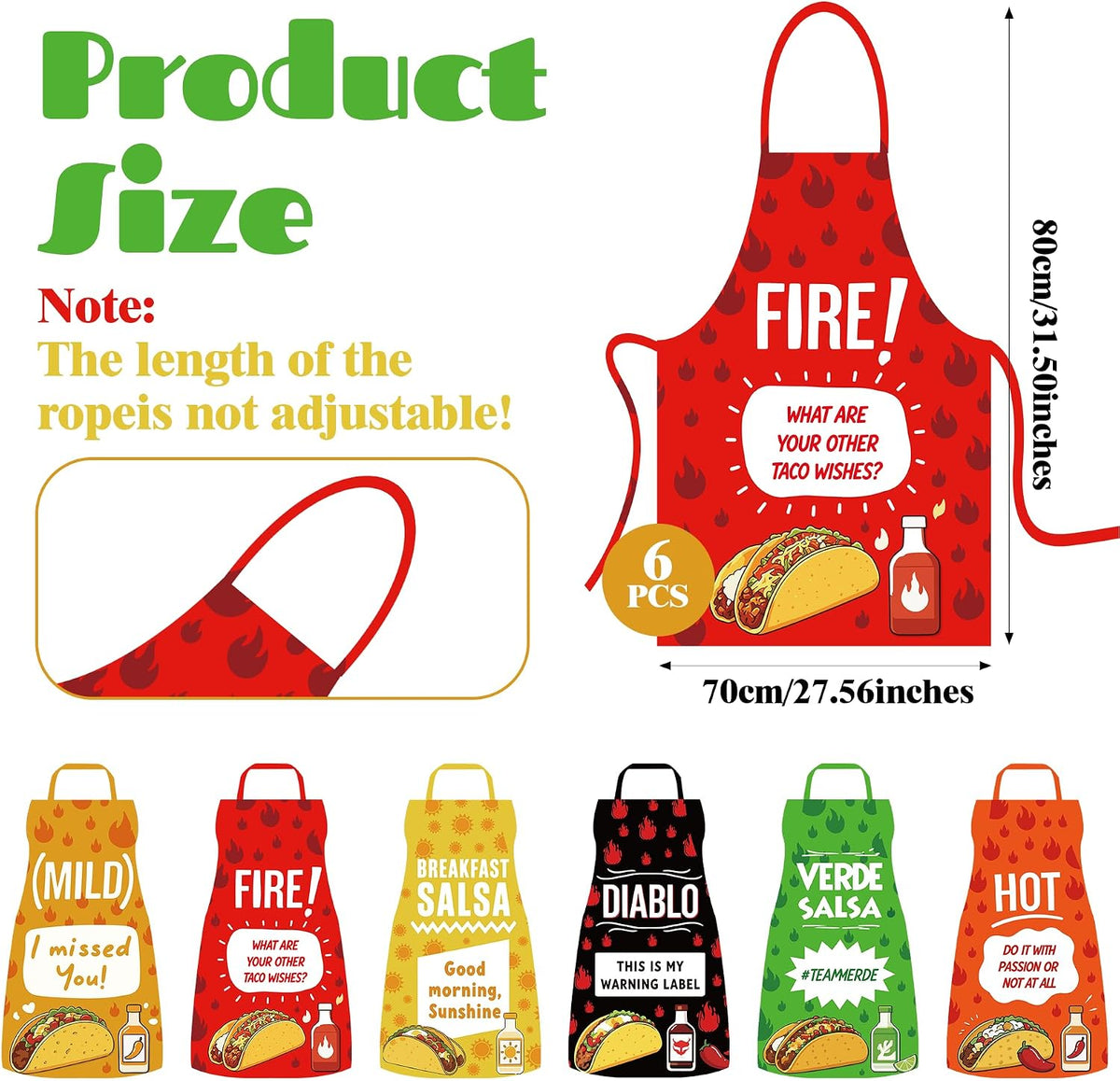 6 Pcs Taco Sauce Costume, Halloween Group Costume Condiment Apron