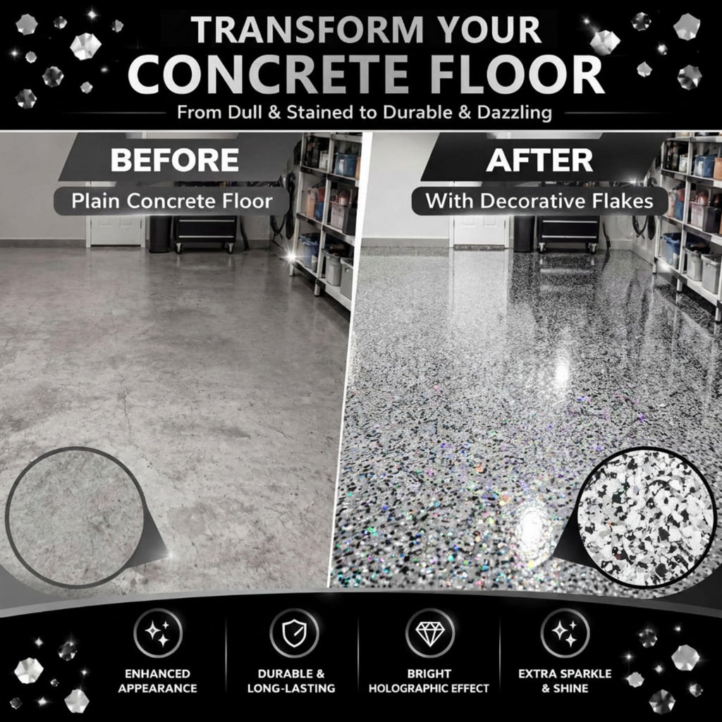 2 lb Sparkle Epoxy Floor Flakes, 6-8 mm Blend Color Chip with Glitter