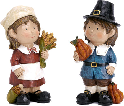 Fall Decorations for Home, 2 Pcs Fall Decor for Table Indoor Outdoor, Resin Thanksgiving Decorations Garden Pumpkins