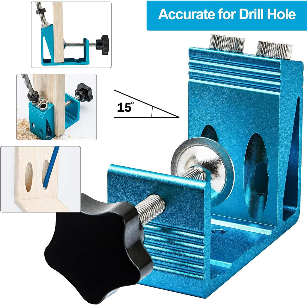 Pocket Hole Jig Kit Dowel Drill Joinery Screw Kit Carpenters Wood Woodwork Guides Joint Angle Tool All-In-One Drill