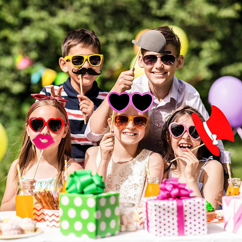 60 Pcs Photo Booth Props, Mustache Glasses Hats Lips(Classic)