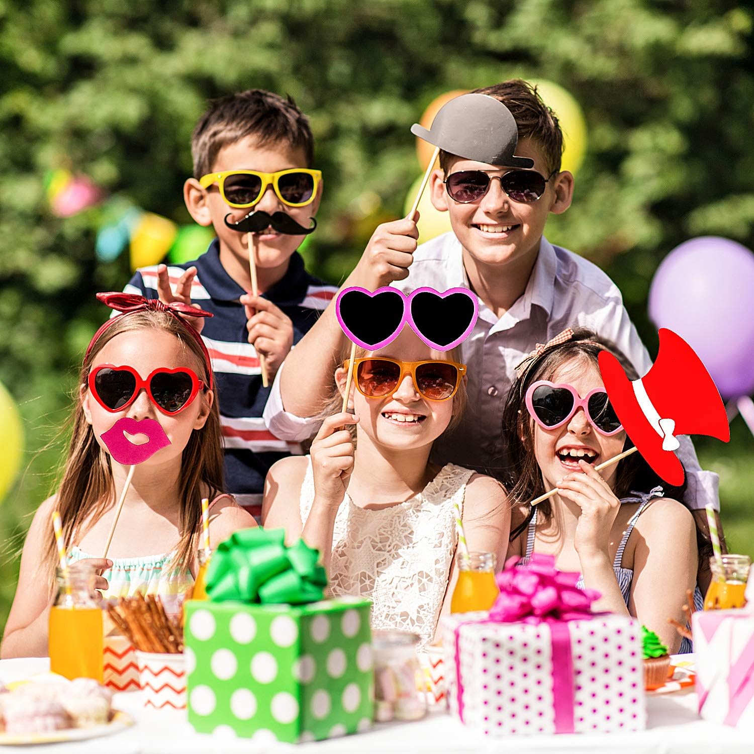 60 Pcs Photo Booth Props, Mustache Glasses Hats Lips(Classic)