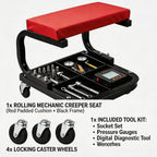 Rolling Creeper Garage/Shop Seat,250 LBS Capacity Heavy Duty Rolling Mechanic Stool with Wheels,Automotive Padded