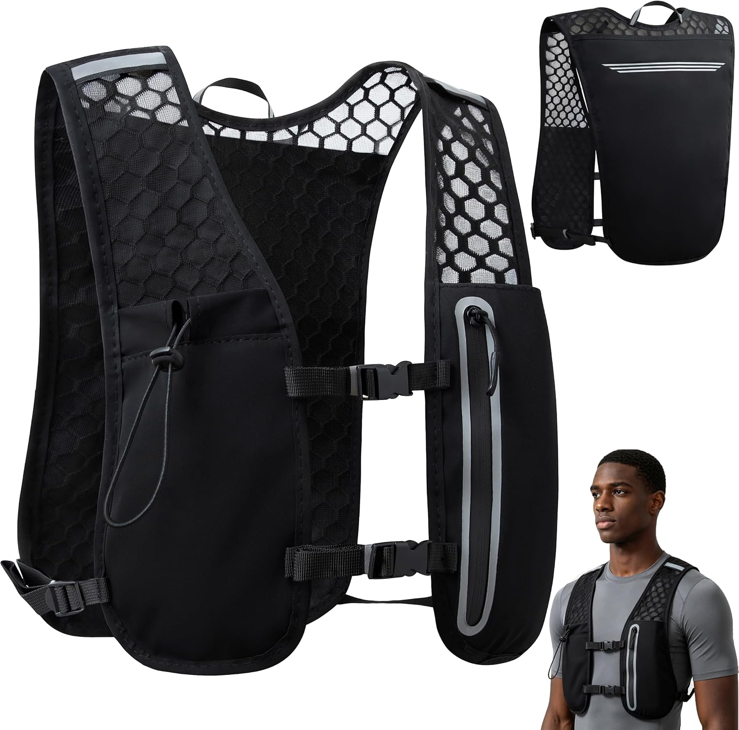 5L Lightweight Running Hydration Vest, Adjustable Reflective Pack for Trail, Cycling, Hiking, Marathon, Men and Women