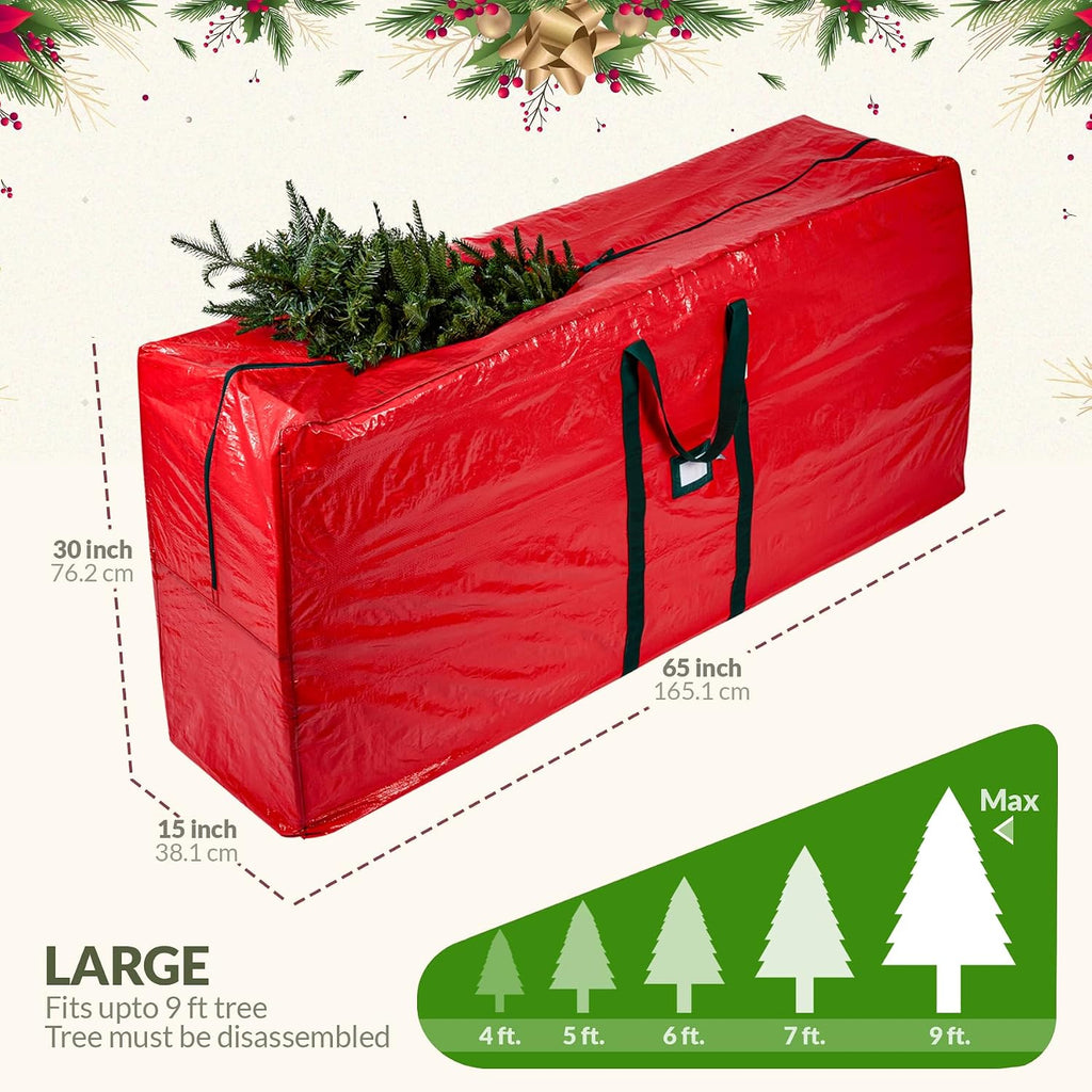 (Not Made In China) Christmas Tree Storage Bag 9ft Tree, Fits Up to 9 foot Artificial Tree, Durable Handles with Tear