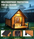 Dog House Outdoor Weatherproof with Iron Frame and Asphalt Roof