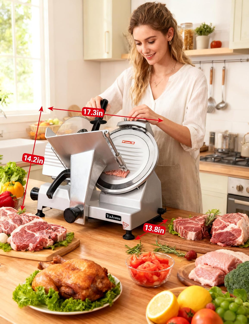 Electric Meat Slicer 10 Inch 300W Semi Auto Adjustable 0-15mm