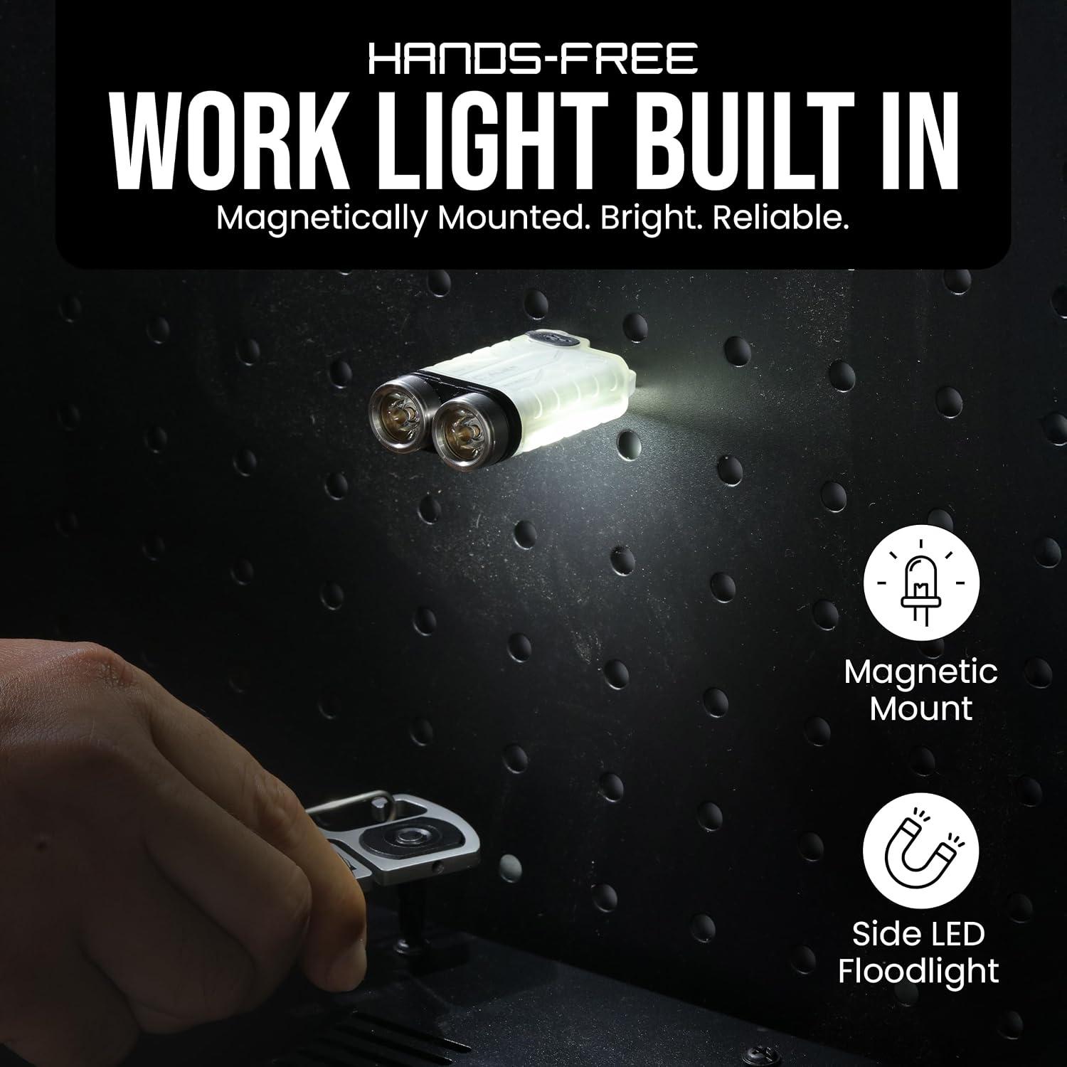 900 Lumens Rechargeable LED EDC Flashlight - Mini Keychain Pocket Torch | Glow-in-the-dark body, strong tail magnet