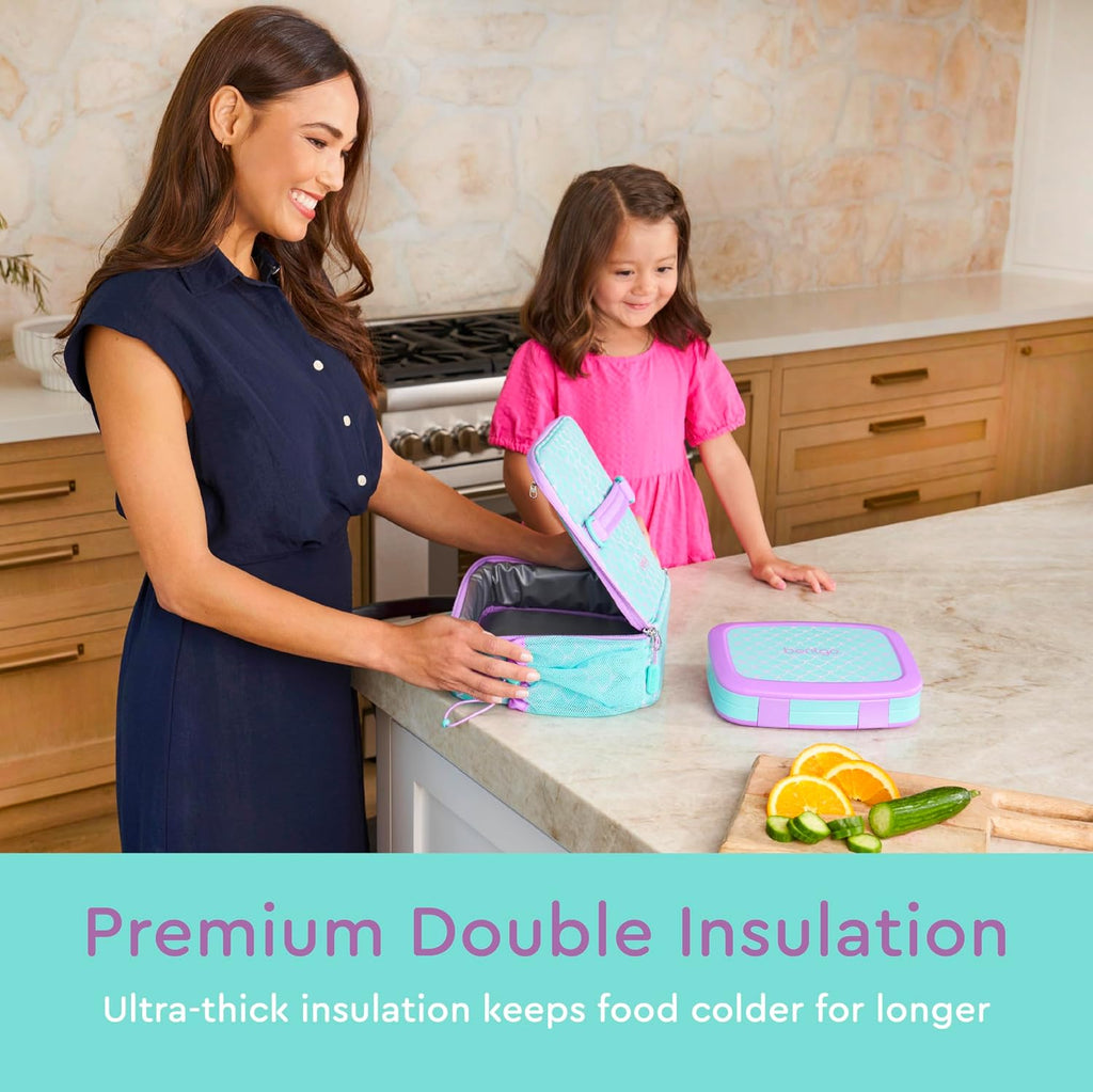 Kids Prints Double-Insulated Reusable Lunch Bag | For Kids 3+, Adjustable Strap; Holds Lunch Box/Water Bottle/Snacks;