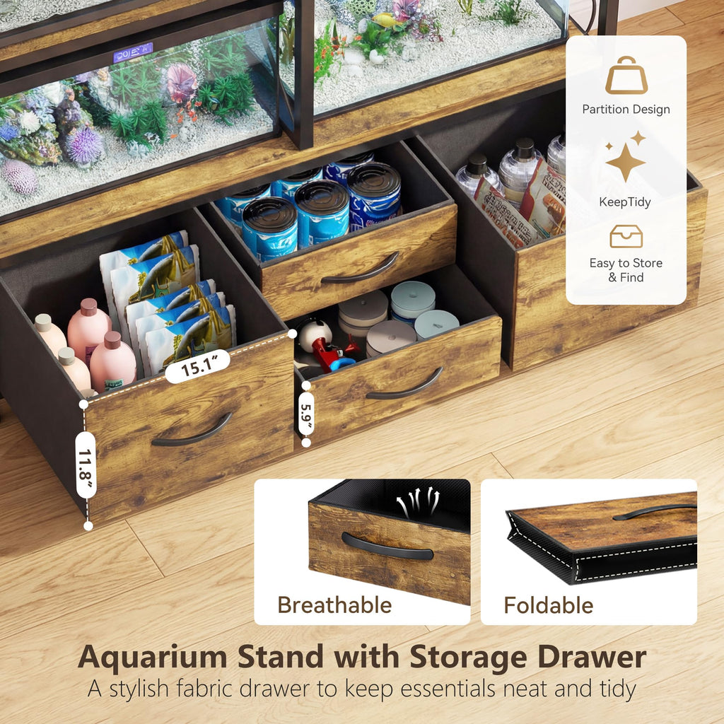 55-75 Gal Fish Tank Stand with Drawer, Power Outlet, Rustic HAS005SR