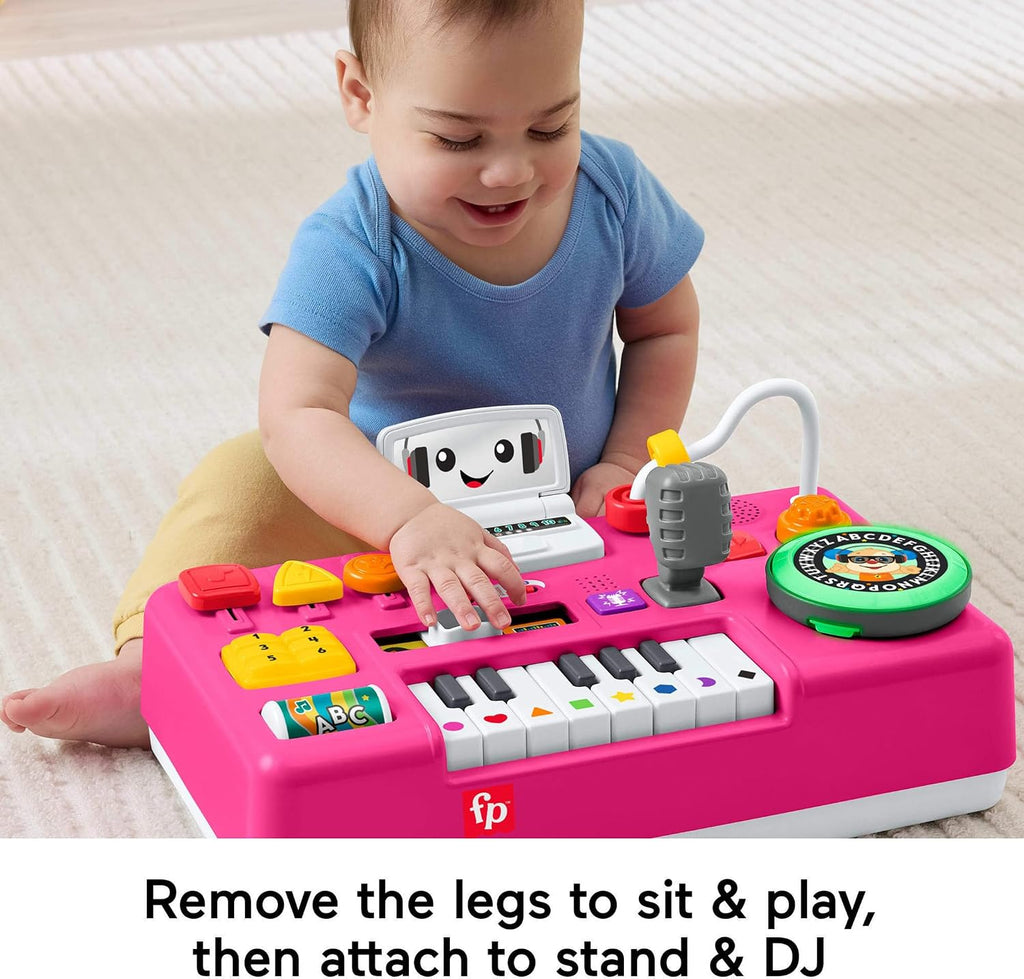 Fisher-Price Laugh & Learn Mix & Learn DJ Table Baby Toy | Pink, 12 Busy Activities, Musical Learning Play, Infants &