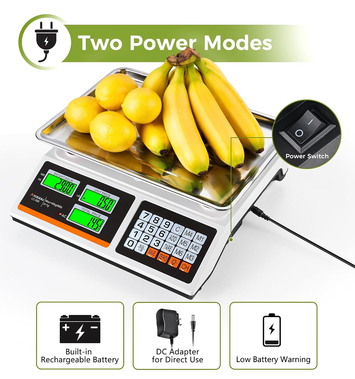 1g/ 88lb Price Computing Scale, Commercial Food Kitchen Scale