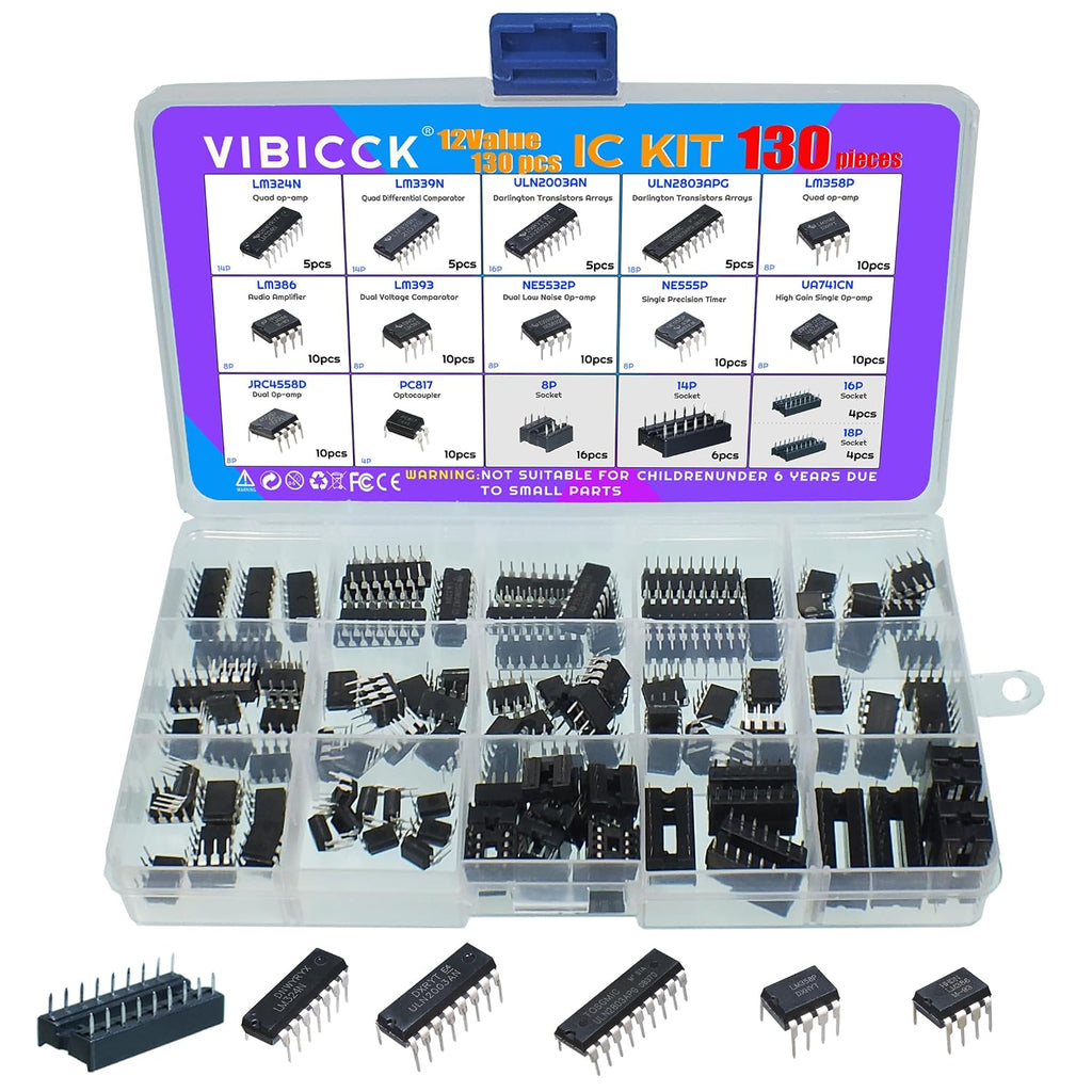 12Value 130pcs Darlington Optocoupler Timer IC Assortment Kit