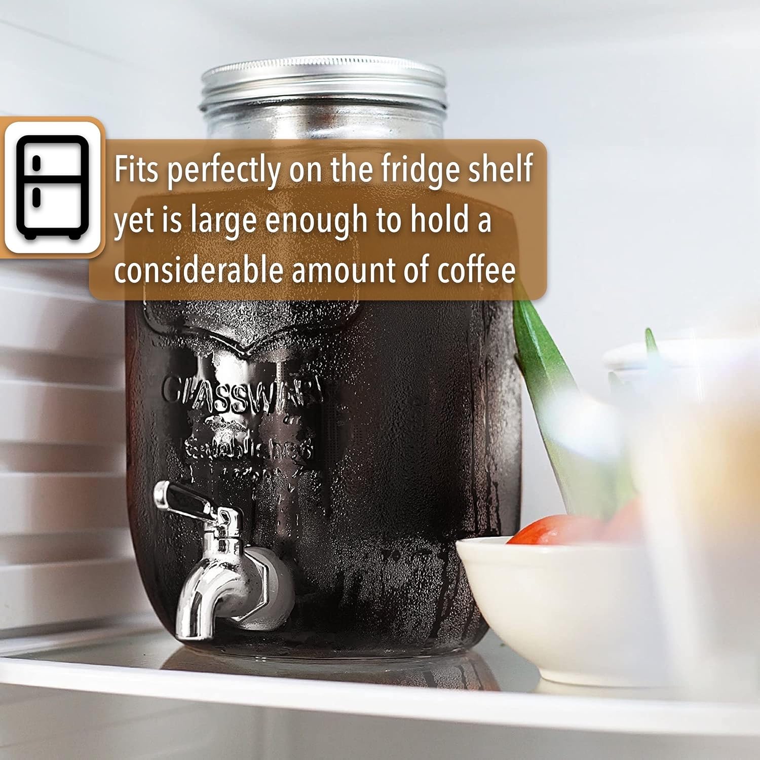 BTaT- 1 Gallon Cold Brew Coffee Maker, Thick Glass Pitcher | Stainless Steel Filter, Lid & Spigot Iced Coffee Sun Tea