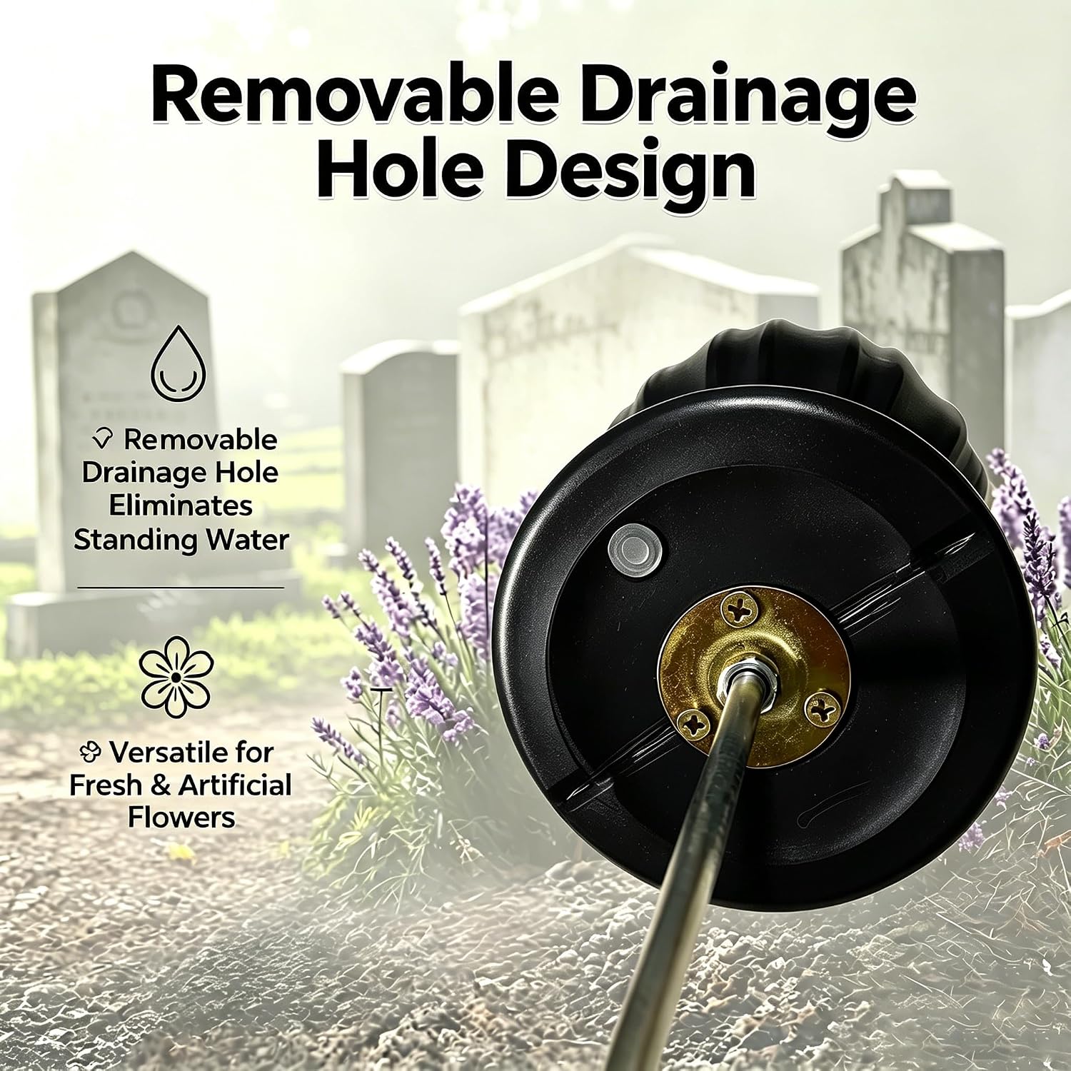 Grave Vases for Cemetery with Metal Spikes and Drainage Holes,Cemetery Vases for Headstones Memorial Gifts Loss of
