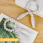 Wood Bead Curtain Tiebacks 2 Pack, Curtain Holdbacks, White Washed