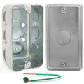 4" x 2" Steel Utility Box Kit, 1/2" Knockout Cover, 13 Cu. in., 1-7/8" Deep