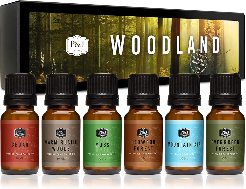 Woodland Set of Scented Oils - Cedar, Warm Rustic Woods, Moss, Redwood Forest, Mountain Air, Evergreen Forest