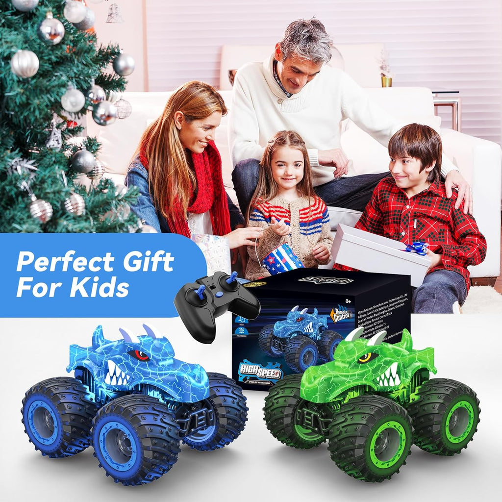 Remote Control Car, 2.4GHz Monster Trucks Toys with Light Spray, Birthday Gift for Kids 3 4 5 6 7 8, All Terrain RC