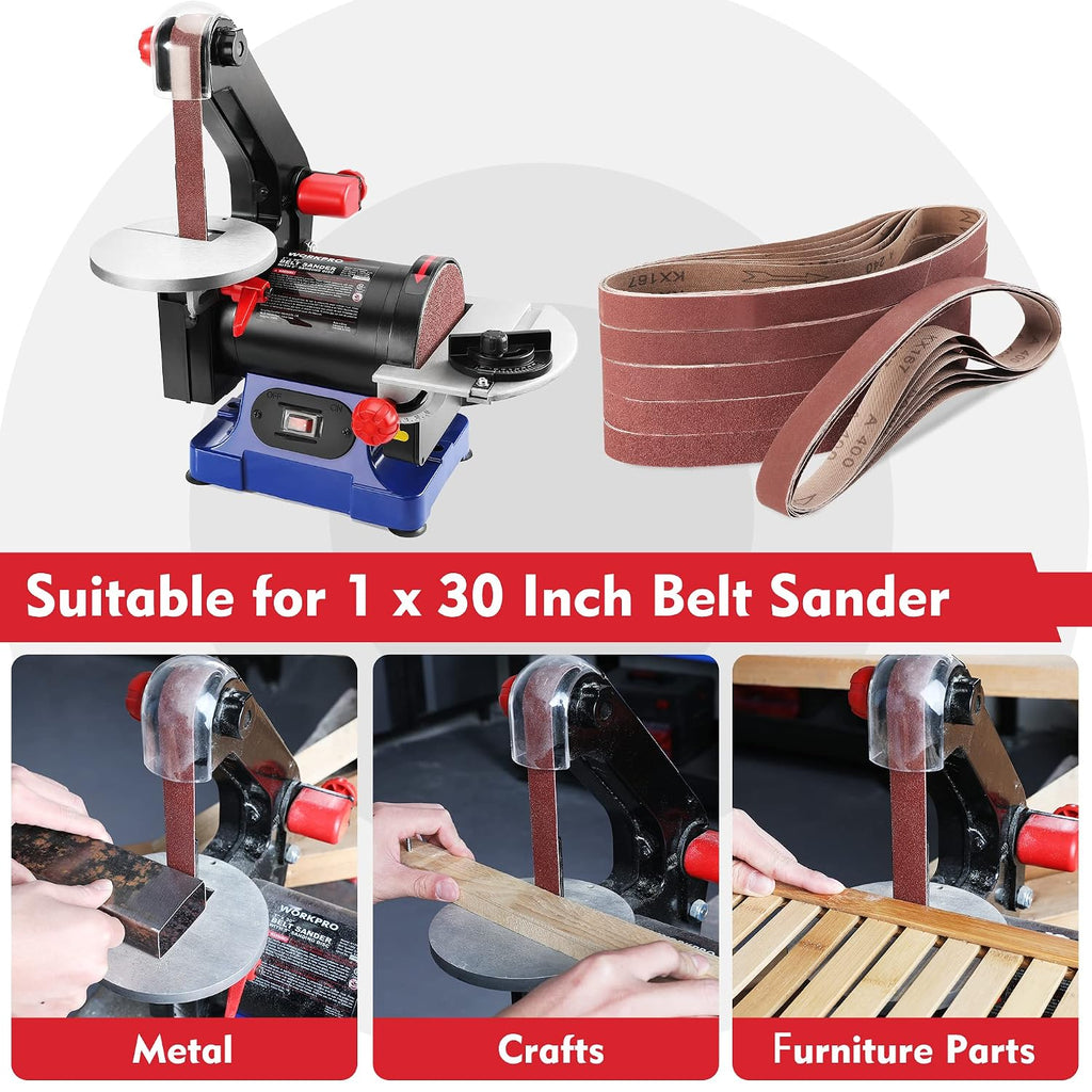 WORKPRO 36-Pack 1 x 30 Inch Sanding Belts, Aluminum Oxide Abrasive Belts