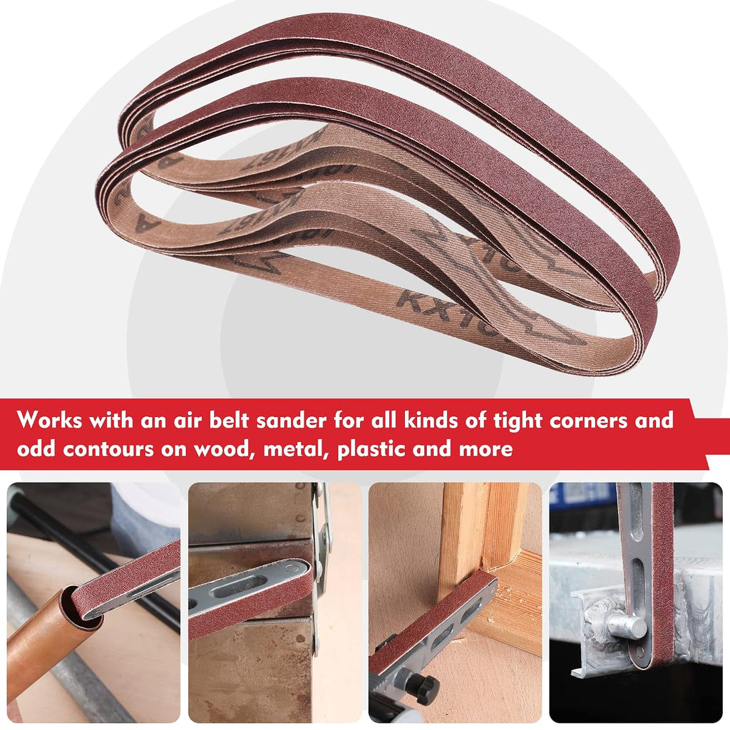 WORKPRO 24-Pack 1/2 x 18 Inch Sanding Belts, Aluminum Oxide Abrasive Belts