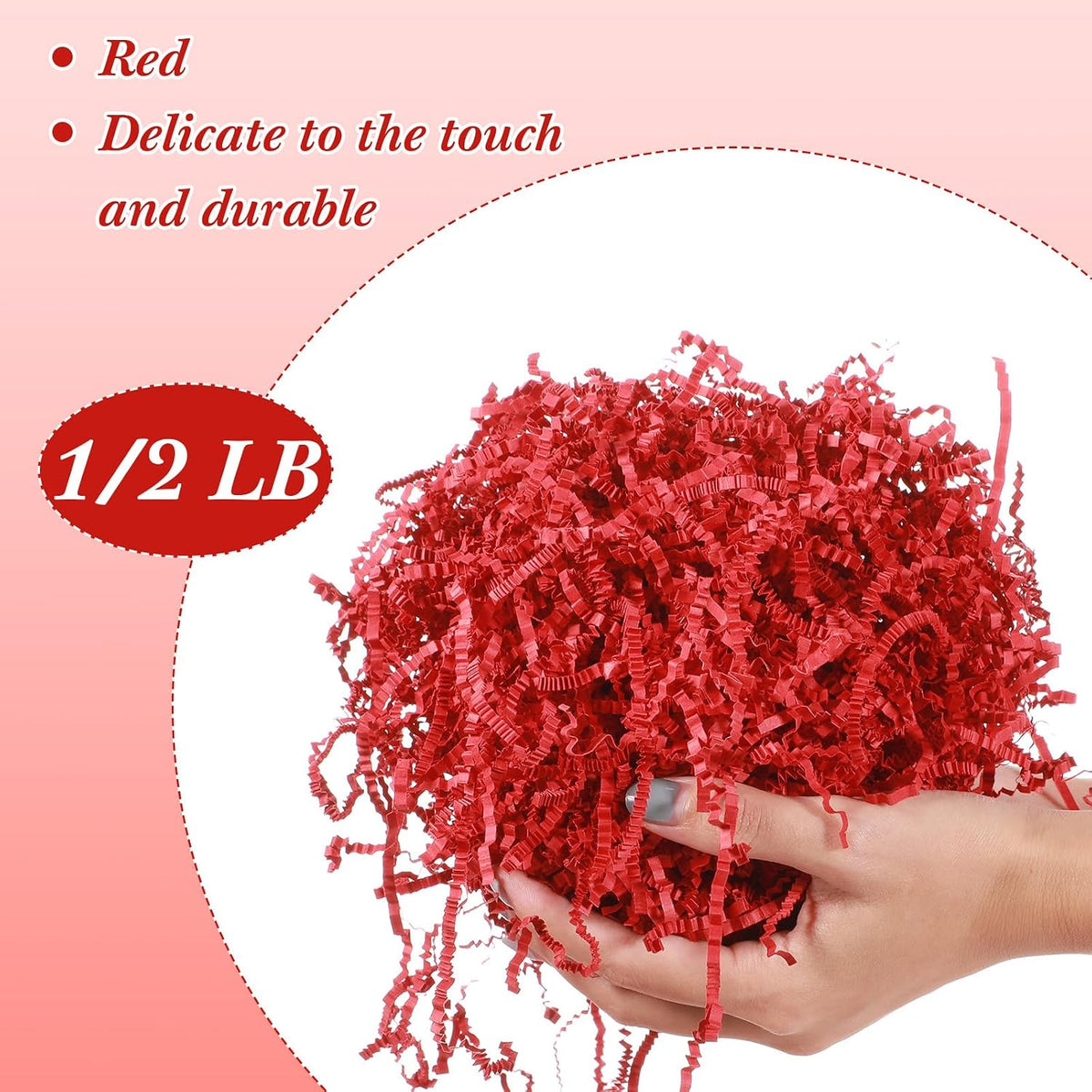 1lb Red Crinkle Paper Shredded Filler for Gift Baskets