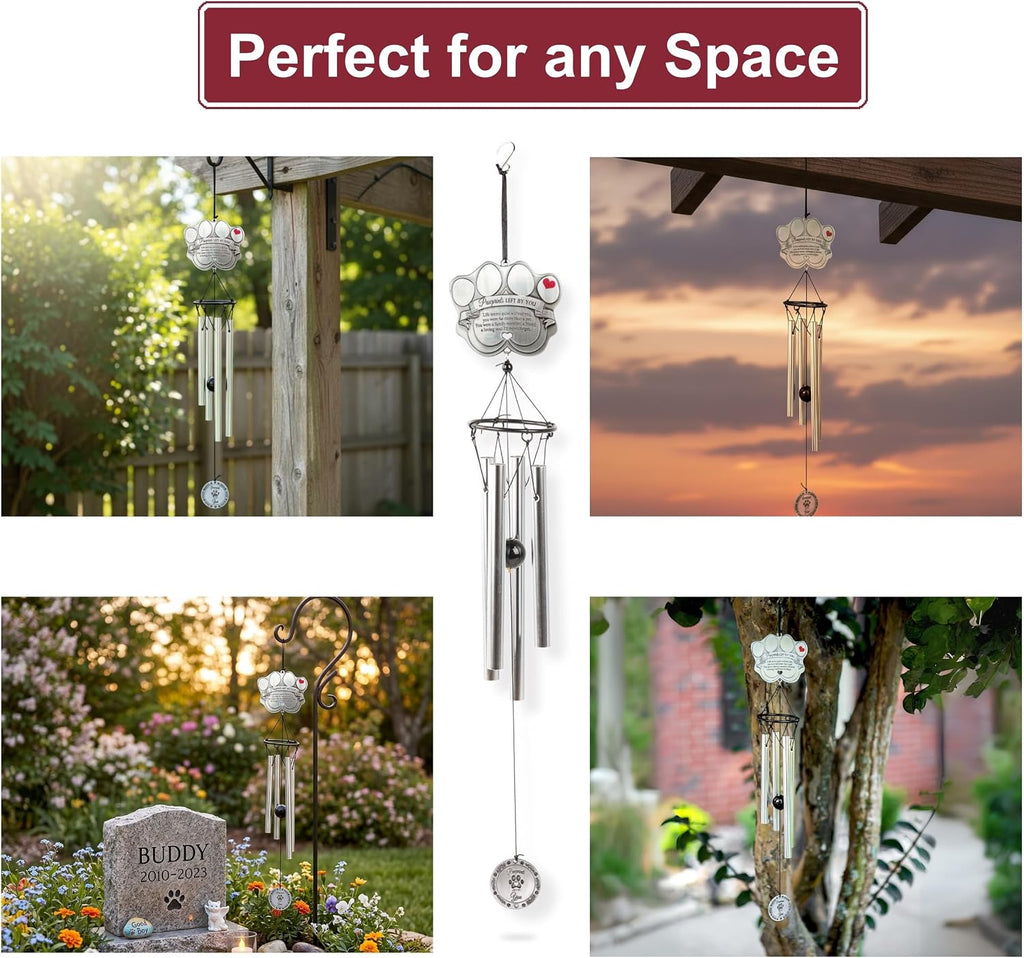 Metal Remembrance Wind Chime - 19 in | Dog & Cat Memorial Gifts for Loss of Pet | Pet Memorial Wind Chime - Includes