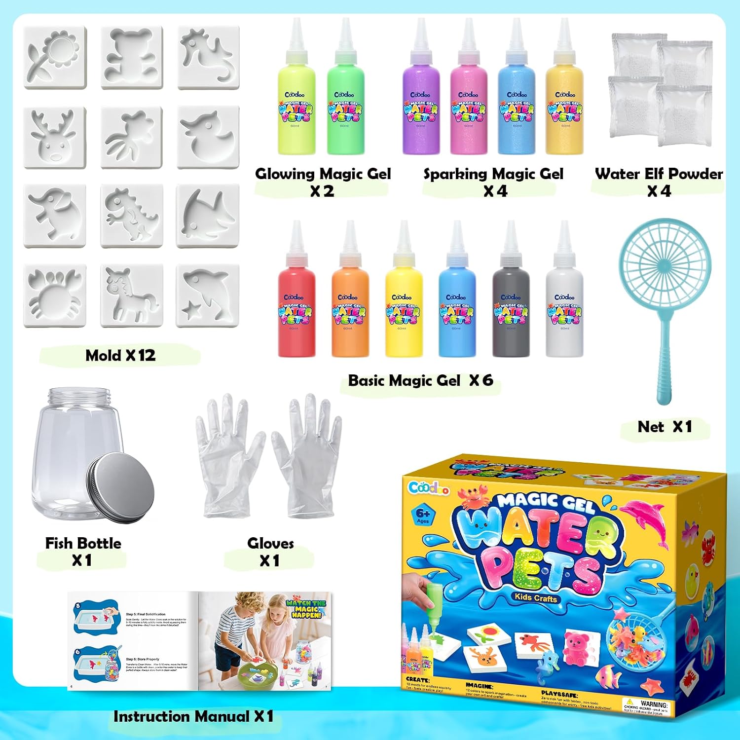 Magic Water Elf Toy Craft Kits, Aqua Fairy Water Gel DIY Squishies Squishy Maker Toddler Kids Toys for Girls Boys