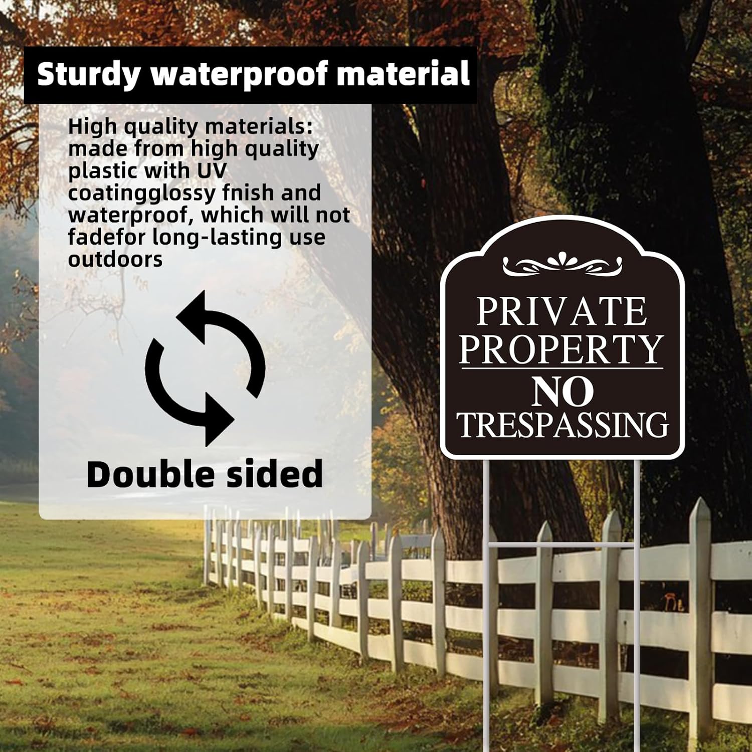 No Trespassing Signs Private Property, Large 2-Pack private property no trespassing sign 12"x12" Double-Sided H-Stake