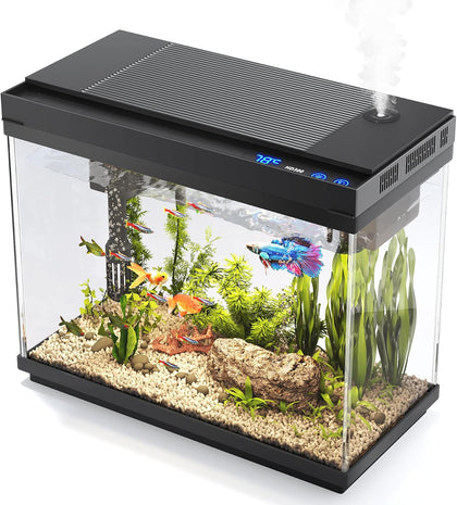 Fish Tank, 2.4-Gallon Aquarium Starter Kit with 3-in-1 Quiet Pump