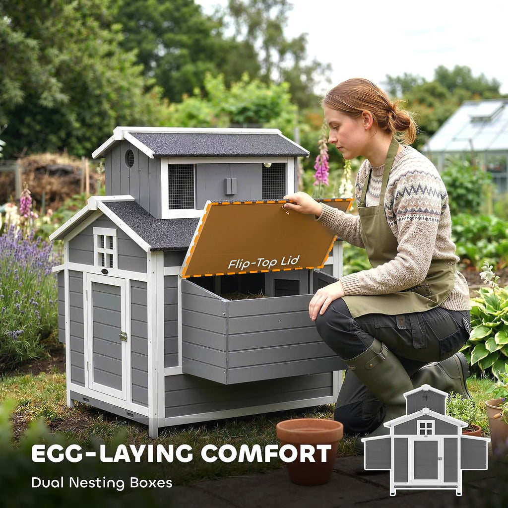 Chicken Coop w/Nesting Box Stands Outdoor 53.1" L for 2 Chickens