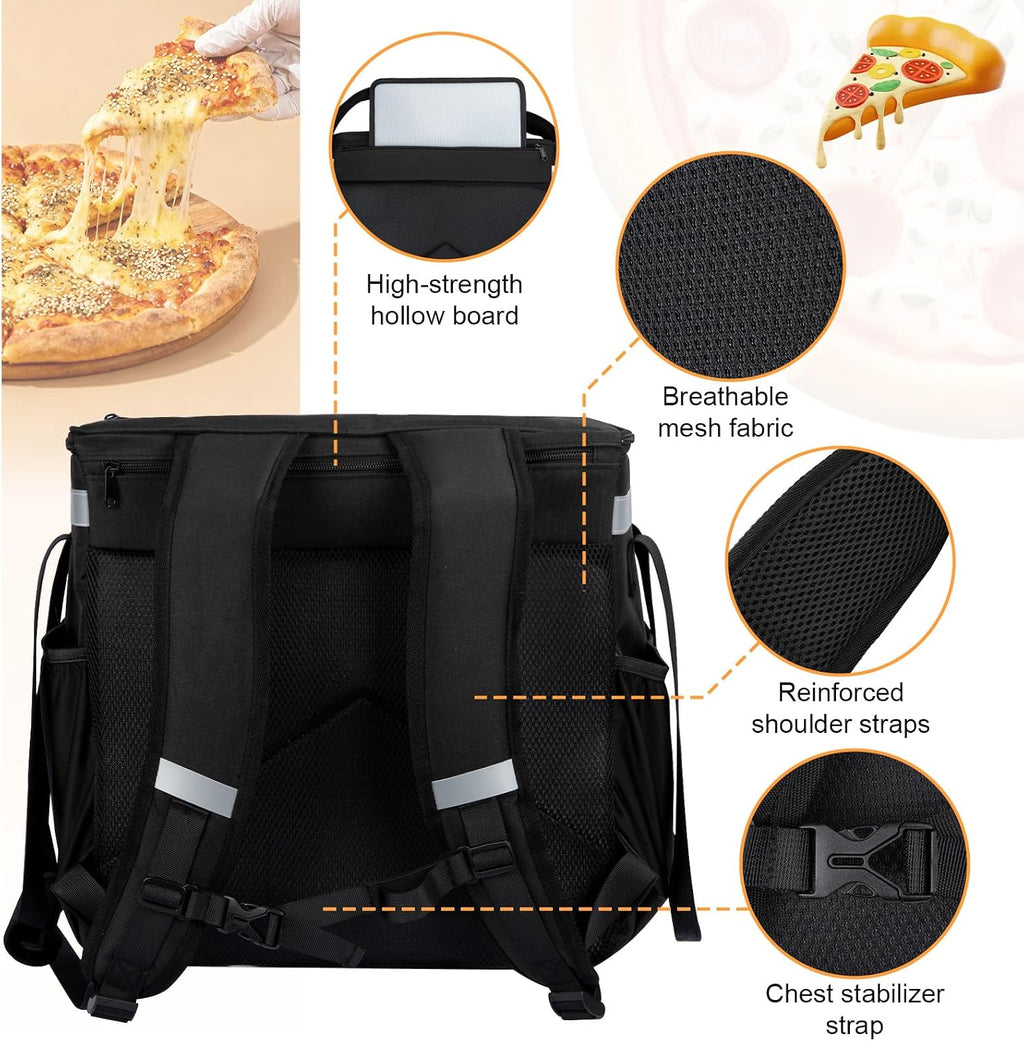 Food Delivery Backpack, Expandable Delivery Backpack Pizza Bag, XL