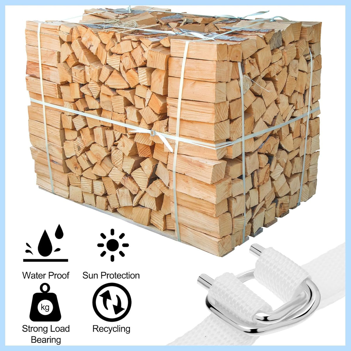 3/4" x 500' Woven Cord Strapping Kit, White