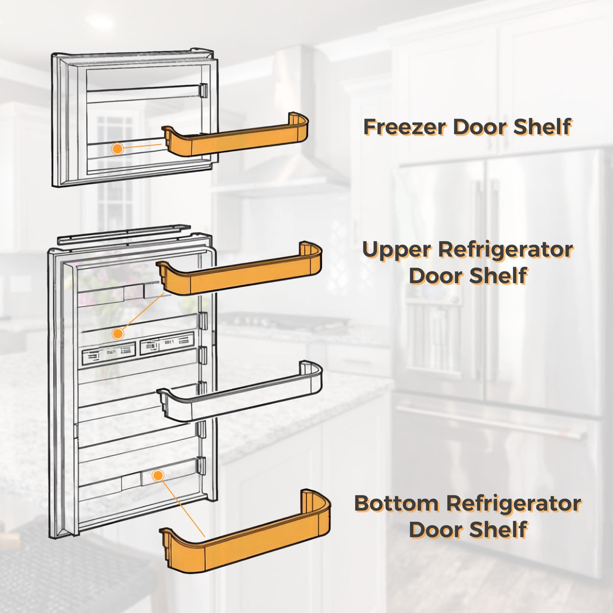 Kojem 29325760166 Replacement Refrigerator Door Shelf Kit