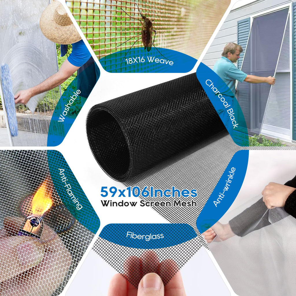 Window Screen Replacement, 6in1 Window Screen Door Repair Kit