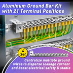 4Set Aluminum Ground Bar Kit with 21 Terminal Positions