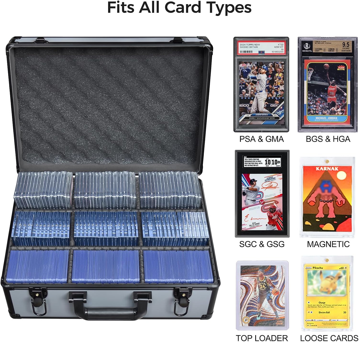 Graded Card Case Storage Box – Extra Large Trading Card Storage Box with 8 Adjustable Dividers – Baseball & Sports