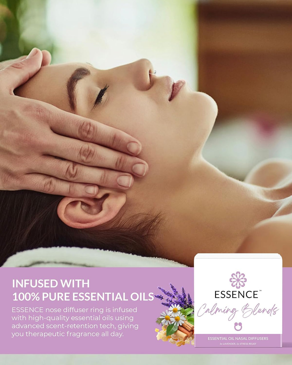 Essence Nasal Diffuser Calming Bundle – Aromatherapy Essential Oil Silicone Nose Rings for Stress & Sleep Support –