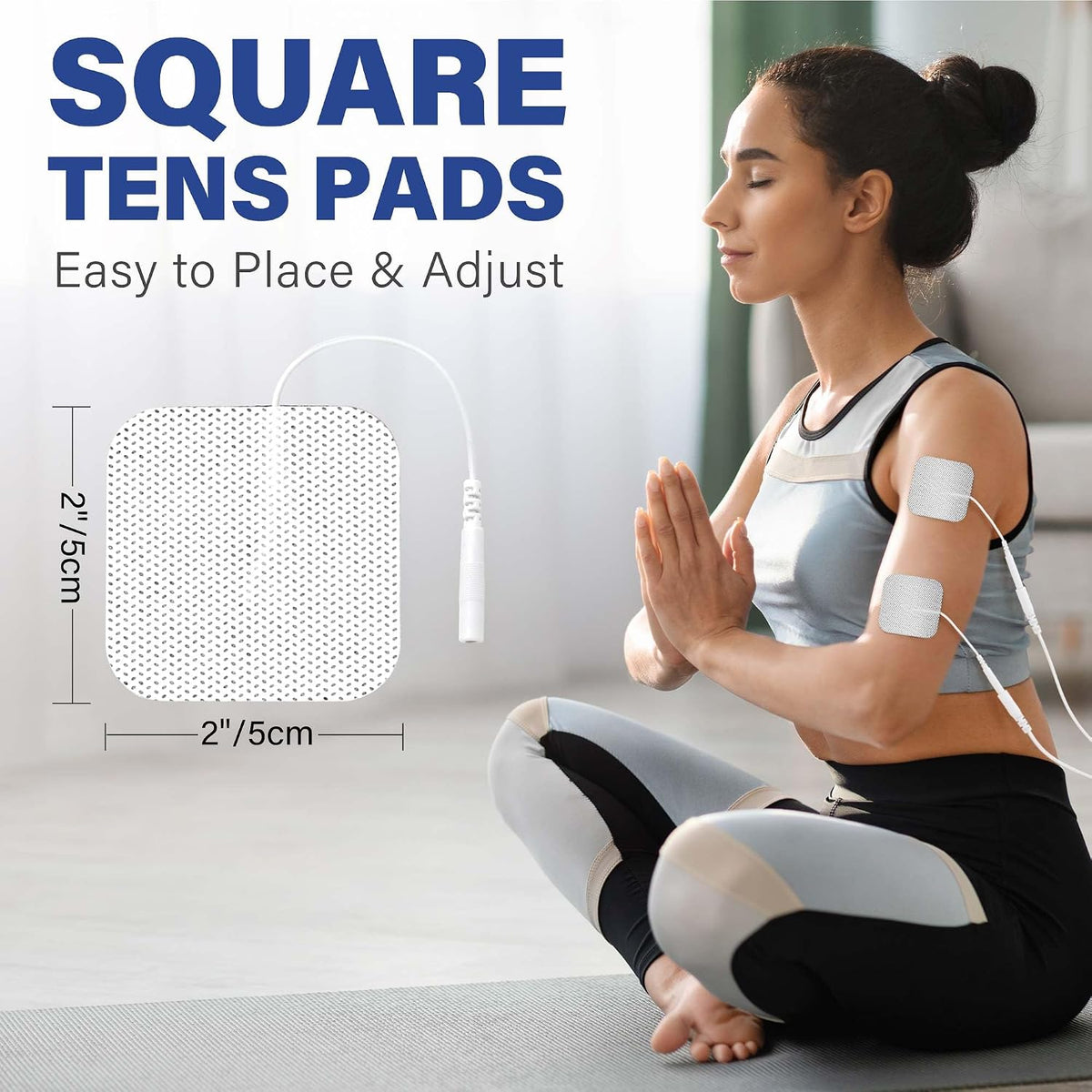 TENS Unit Electrode Pads, 40PCS 2"x2" for EMS Muscle Stimulator Electrotherapy, Self-Adhesive Replacement, Reusable
