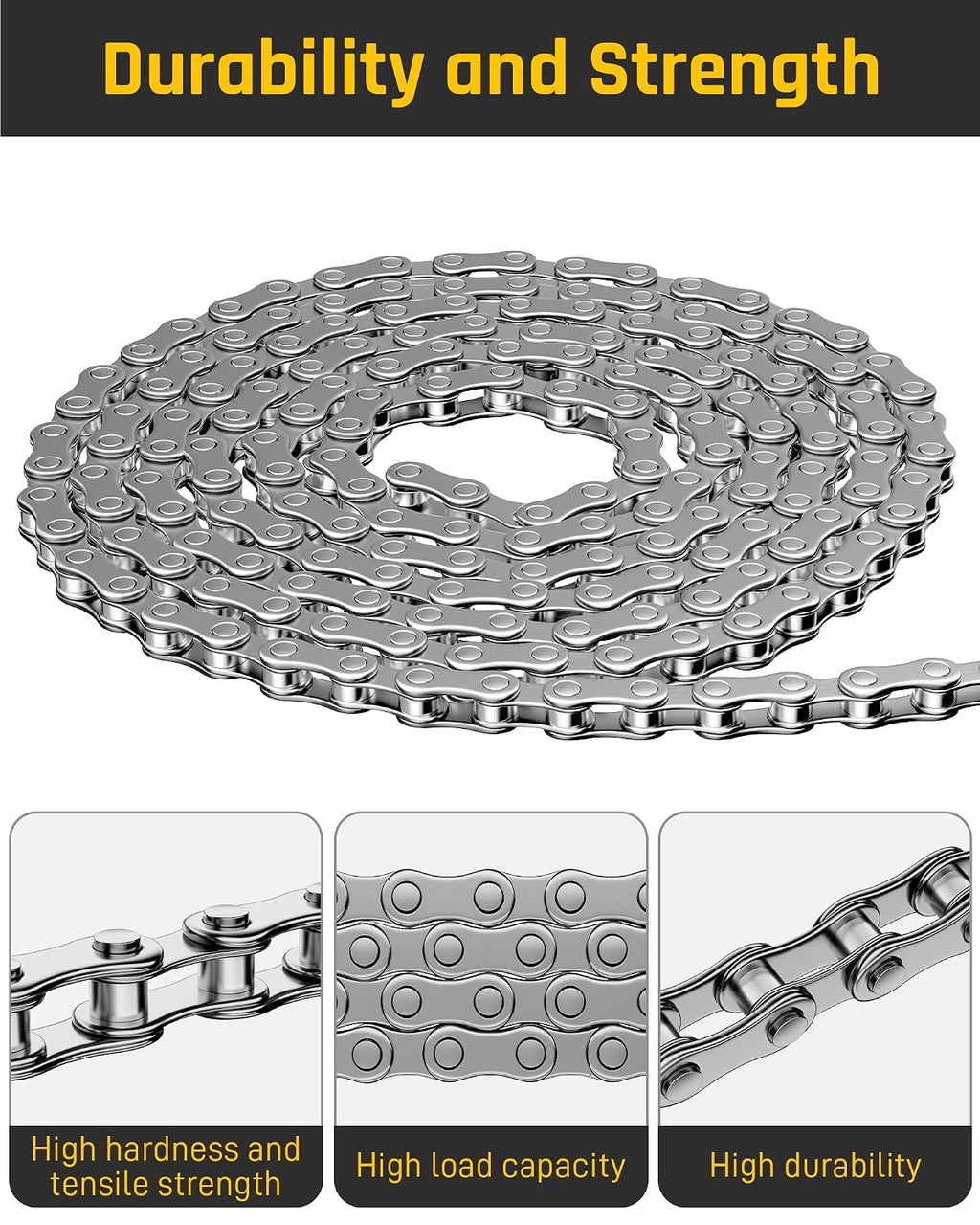 Wyckoff #40SS 08A 10FT Roller Chains Mount Kit,Sturdy Steel, Multi-Purpose
