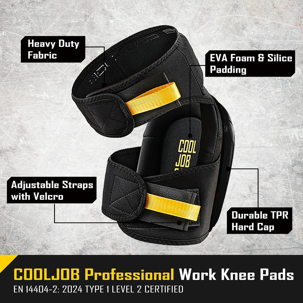 Professional Knee Pads with Heavy Duty Anti-Slip Cap, Comfortable Foam Cushion and Extra Thick Gel Padding for