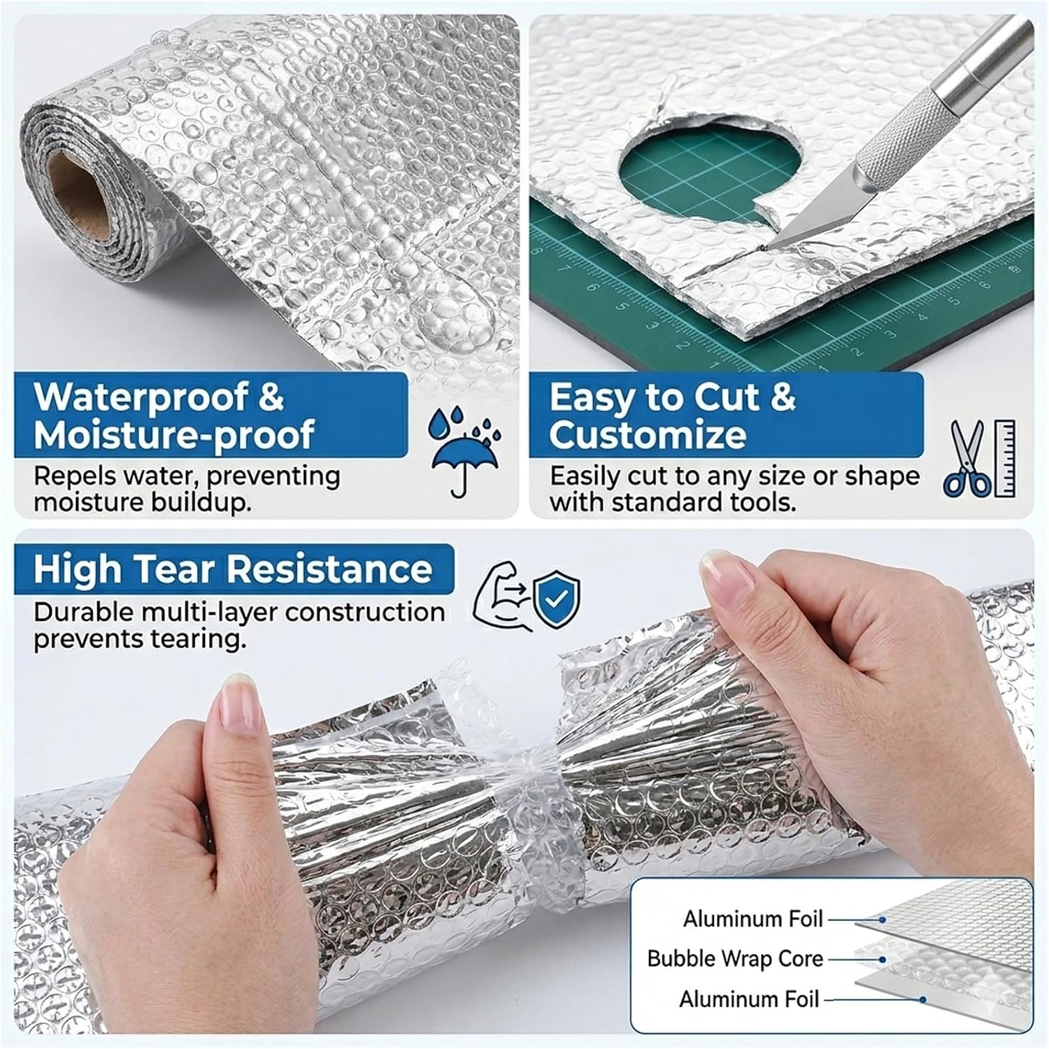Garage Door Insulation Kit - 8PCS 24X48 inch Double Bubble Panels Reflective Insulating Aluminum Foil with Aluminum